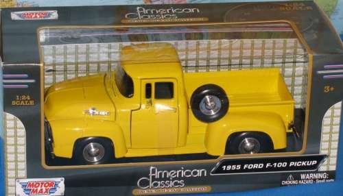 Ford F-100 Pick-up 1955 yellow 1/24 Motormax NEW+boxed  #2241 instant wheels