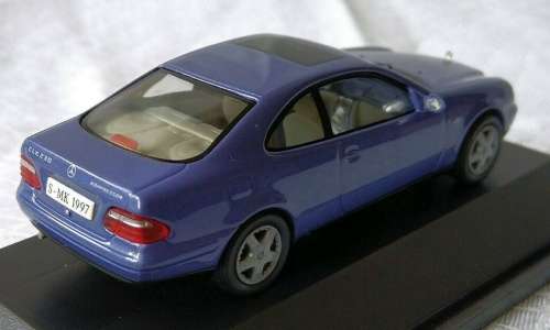 Mercedes-Benz CLK Coupe (C208) 1998 blue 1/43 Herpa NEW+boxed  #4157 instant wheels