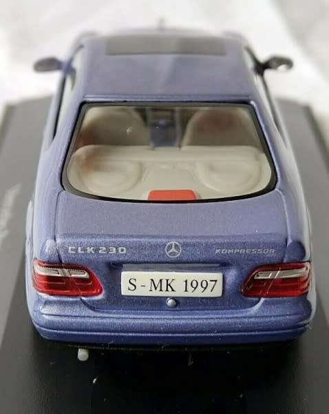 Mercedes-Benz CLK Coupe (C208) 1998 blue 1/43 Herpa NEW+boxed  #4157 instant wheels