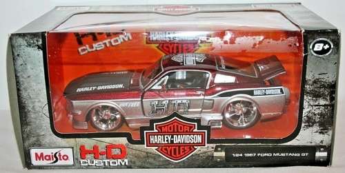 Ford Mustang GT 1967 (HDavidson silver+red) 1/24 Maisto NEW+boxed  #2249 instant wheels