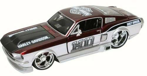 Ford Mustang GT 1967 (HDavidson silver+red) 1/24 Maisto NEW+boxed  #2249 instant wheels