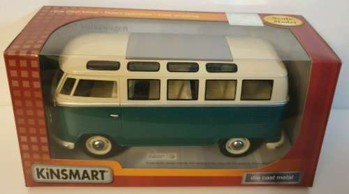Volkswagen T1 Sambabus 1962 green 1/24 Kinsmart NEW+boxed  #2256 instant wheels