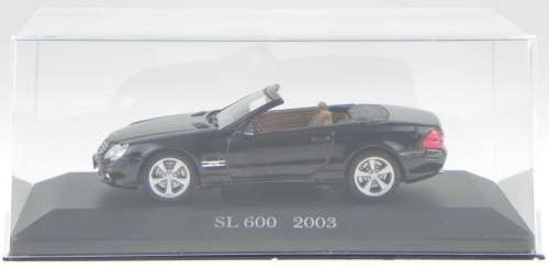 Mercedes-Benz SL 600 (R230) open cabrio 2003 black 1/43 IXO NEW+boxed #5384 instant wheels