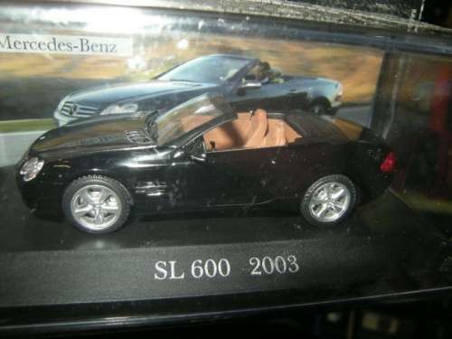 Mercedes-Benz SL 600 (R230) open cabrio 2003 black 1/43 IXO NEW+boxed #5384 instant wheels