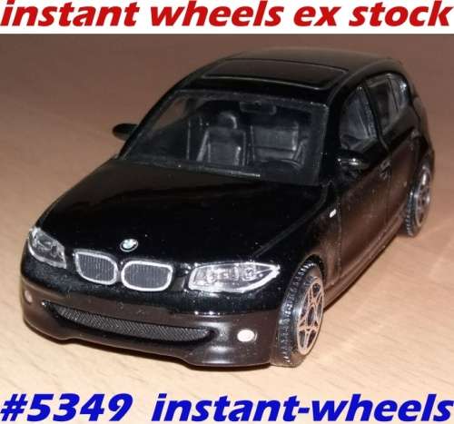 BMW 120d (1 Series/E87) 2010 black 1/43 Bburago NEW+showcased  #5349 instant wheels
