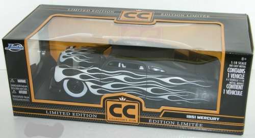 Ford Mercury 1951 matte-black/white flames 1:18 Jada NEW+boxed  #8001 instant wheels