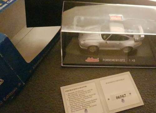 Porsche 911 GT2 2009 silver 1:43 Schuco NEW+boxed  #5511 instant wheels