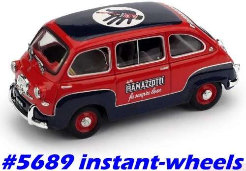 FIAT 600 Multipla 1960 Ramazotti red 1/43 Brumm NEW+reblistered  #5689 instant wheels