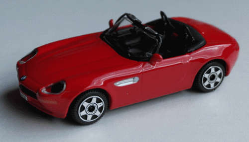 BMW Z8 Roadster 2002 red 1/43 Bburago NEW+reblistered  #5721 instant wheels