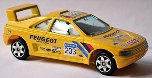 Peugeot 405 Turbo16 Paris-Dakar 1990 yellow 1/43 Bburago NEW+reblistered  #5730 instant wheels