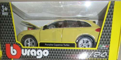 Porsche Cayenne Turbo 2010 yellow 1/24 Bburago NEW+boxed  #2282 instant wheels
