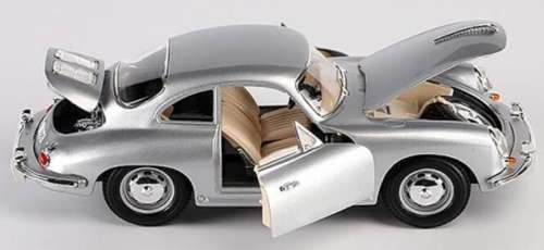 Porsche 356B Coupe 1961 silver 1/18 Bburago NEW+DeLuxe-showcased  #8067 instant wheels