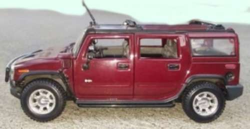 Hummer H2 SUV 2009 dk.red 1/27 (18cm length) Maisto NEW+reblistered  #2318 instant wheels