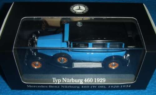 Mercedes-Benz 460 Nuerburg (W08) 1929 blue 1/43 Premium+Collectibles NEW+boxed  #5777 instant wheels