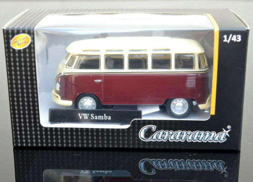 Volkswagen T1 Samba Bus 1962 dark-red 1/43 Cararama NEW+boxed  #5807 instant wheels