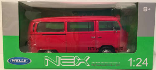 Volkswagen T2 Kombibus 1972 red 1/24 Welly NEW+boxed  #2110 instant wheels