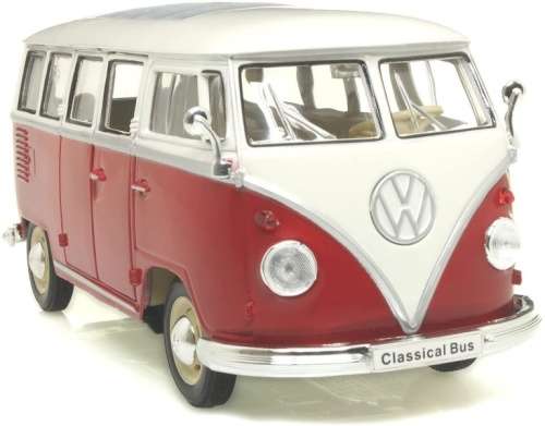 Volkswagen T1 Kombibus 1963 red+white 1:24 Welly NEW+boxed  #2156 instant wheels