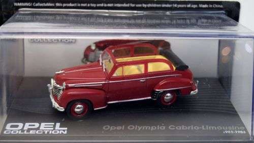 Opel Olympia Cabriolet Limousine 1951 red 1/43 IXO NEW+boxed  #4618 instant wheels