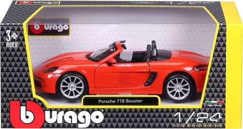 Porsche 718 Boxster (982) 2016 lava-orange 1:24 Bburago NEW+boxed  #2340 instant wheels