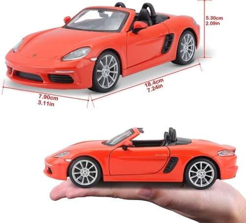 Porsche 718 Boxster (982) 2016 lava-orange 1:24 Bburago NEW+boxed  #2340 instant wheels
