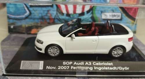 Audi A3 Cabriolet 2007 white 1/43 Minichamps Audi DlrEdn NEW+boxed   #5853 instant wheels