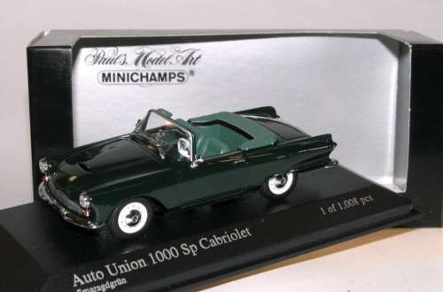 Auto Union DKW 1000 SP Roadster 1961 dk.green 1:43 Minichamps NEW+boxed  #5888 instant wheels