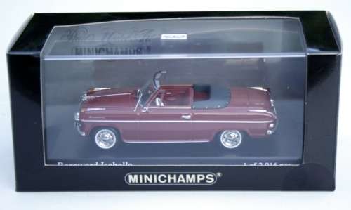 Borgward Isabella (open cabrio) 1959 red 1:43 Minichamps NEW+boxed  #5918 instant wheels