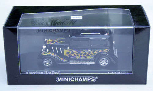 Ford Model B 1932 (Hot Rod) black+flames 1:43 Minichamps NEW+boxed   #5921 instant wheels