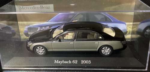 Mercedes-Benz Maybach62 Luxury 6L twinTurbo 2003 black+silver 1:43 IXO NEW+boxed*4240 instantwheels