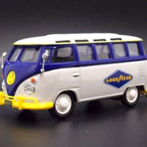 Volkswagen Type 2 - T1 Samba Bus Good Year blue/white 1:43 Greenlight New+boxed *4438 instant wheels
