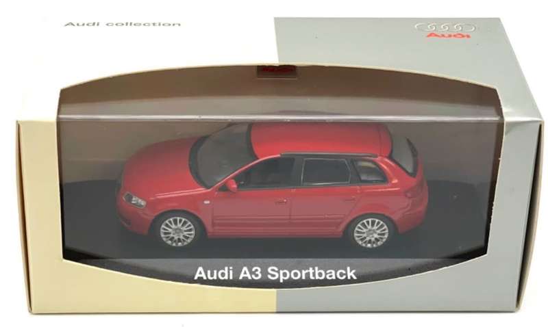 Audi A3 (8PA 3,2 L quattro) Sportback 5-d 2012 red 1:43 Minichamps NEW+boxed *4127 instant wheels