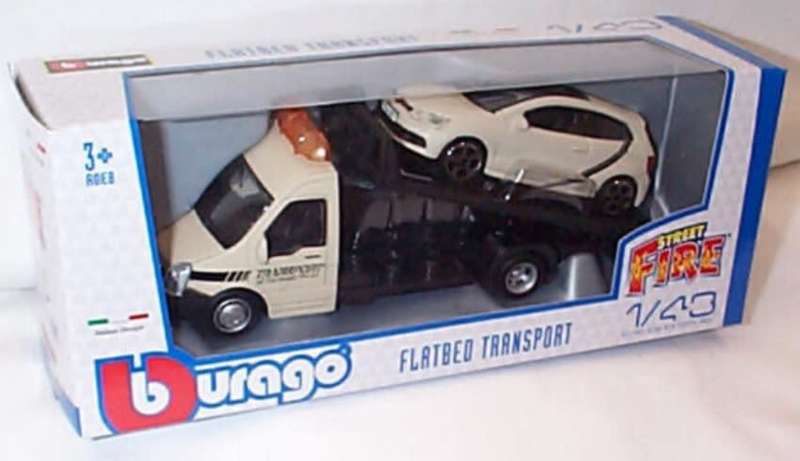 IVECO Transprter loaded w VOLKSWAGEN POLO GTI cream 2022 1:43 Bburago NEW+boxed *5972 instant wheels