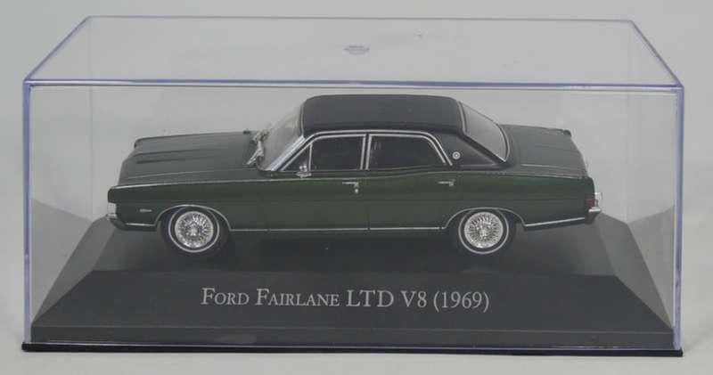 Ford Fairlane LTD V8 1969 dk.green/black.rf. 1/43 IXO/Salvat NEW+boxed *5975 instant wheels