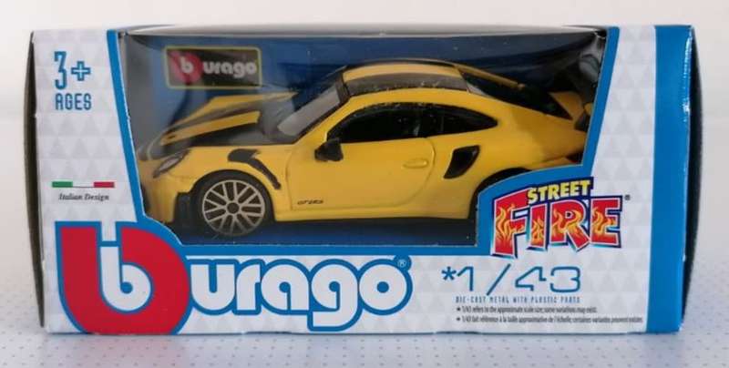 Porsche 911 (991.2) GT2 RS 2023 yellow/black 1/43 Bburago NEW+boxed *5985 instant wheels