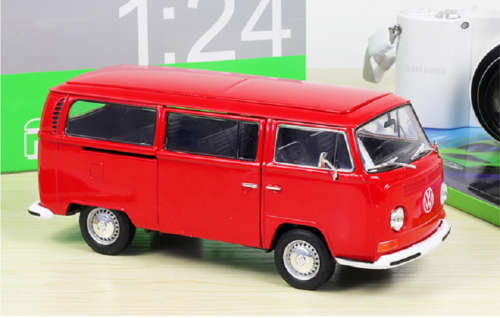 Volkswagen T2 Kombibus 1972 red 1/24 Welly NEW+boxed  #2110 instant wheels