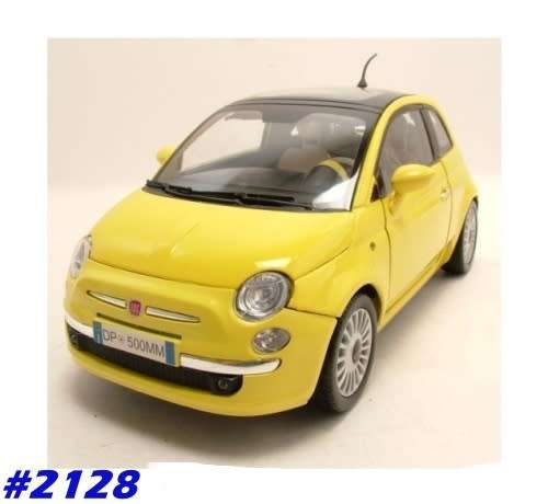 Fiat 500 2007 yellow 1/24 Motormax NEW+boxed  #2128 instant wheels