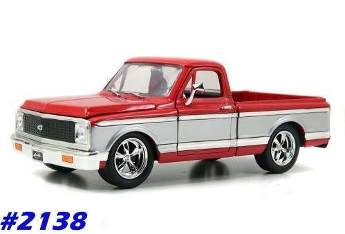 Chevrolet Cheyenne Fleetside Pickup 1972 red+silver 1/24 Jada NEW+boxed  #2138 instant wheels