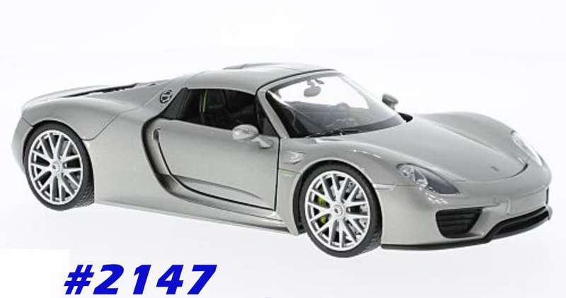 Porsche 918 Spyder (closed) 2015 silver 1/24 Welly NEW+boxed  #2147 instant wheels