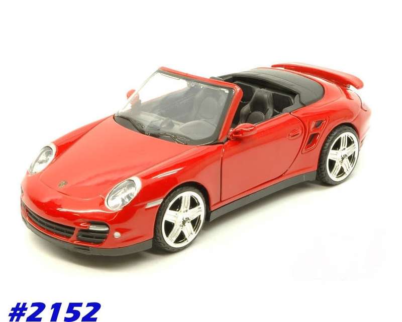 Porsche 911 Turbo Cabrio 2005 red 1/24 Motormax NEW+boxed  #2152 instant wheels