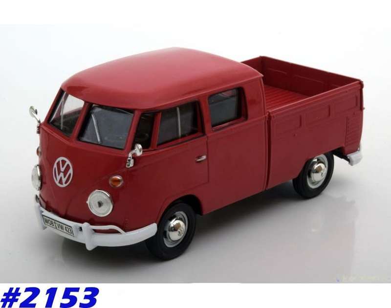 Volkswagen T1 double-cab pick-up 1959 red 1/24 Motormax NEW+boxed #2153 instant wheels