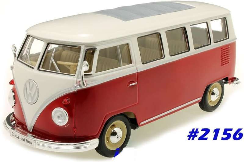 Volkswagen T1 Kombibus 1963 red+white 1:24 Welly NEW+boxed  #2156 instant wheels