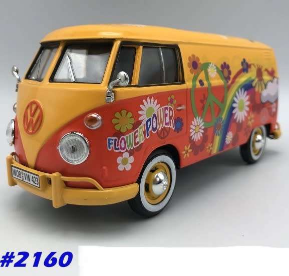 Volkswagen T1 Transporter 1962 FLOWER POWER 1/24 MotorMax NEW+boxed  #2160 instant wheels