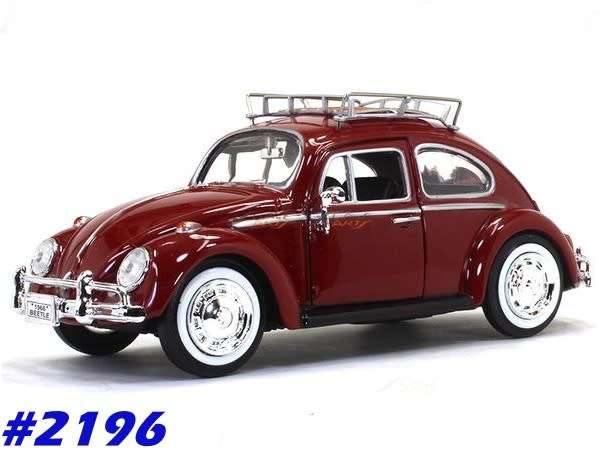 Volkswagen Beetle 1966 red w.roof carrier 1/24 MotorMax NEW+boxed  #2196 instant wheels
