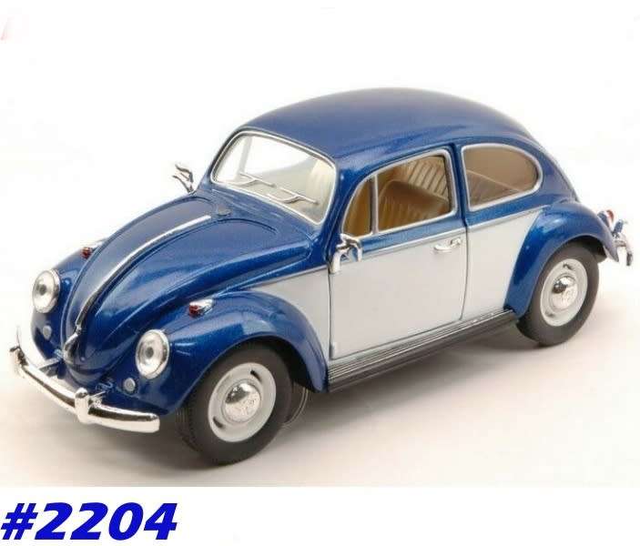 Volkwagen Beetle 1967 blue+white 1/24 Kinsmart NEW+boxed  #2204 instant wheels
