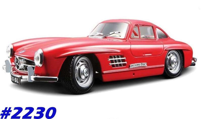 Mercedes-Benz 300 SL Gullwing 1954 red 1/24 Bburago NEW+boxed  #2230 instant wheels