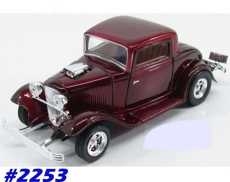 Ford Coupe 1932 red-met 1/24 Motormax NEW+boxed  #2253 instant wheels