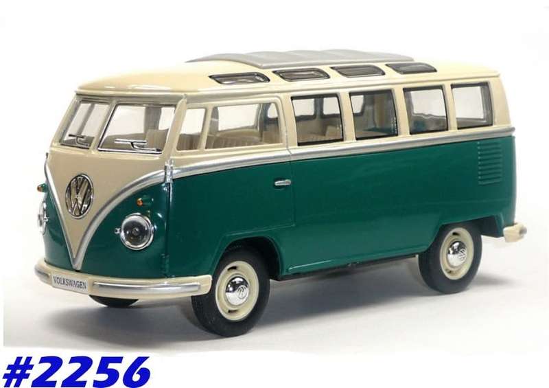 Volkswagen T1 Sambabus 1962 green 1/24 Kinsmart NEW+boxed  #2256 instant wheels