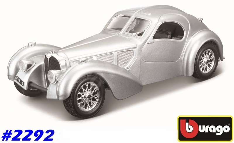 Bugatti Atlantic 1936 silver 1/24 Bburago NEW+boxed   #2292 instant wheels