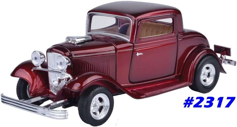Ford Coupe 1932 red-met 1/24 MotorMax NEW+reblistered  #2317 instant wheels