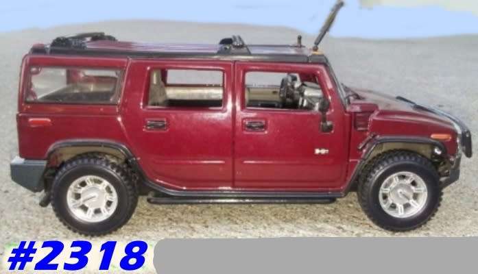 Hummer H2 SUV 2009 dk.red 1/27 (18cm length) Maisto NEW+reblistered  #2318 instant wheels